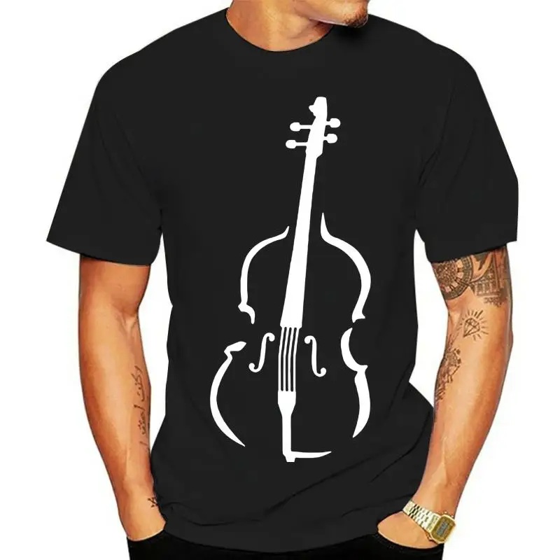 one yona 2024 summer Fashion casual streetwear Love Printed Men's Contrabass Cello T-Shirts Black cool music style hot sale