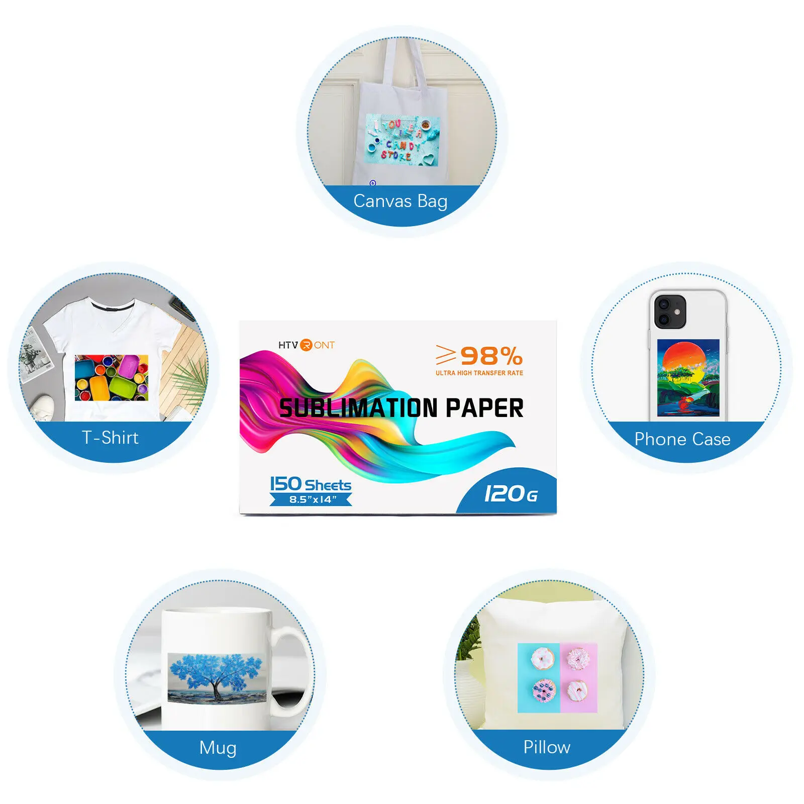 HTVRONT 150 Sheets 8.5x14 inches Inkjet Sublimation Paper Heat Transfer Paper for Inkjet Printer T-shirt Clothes Printing 120g