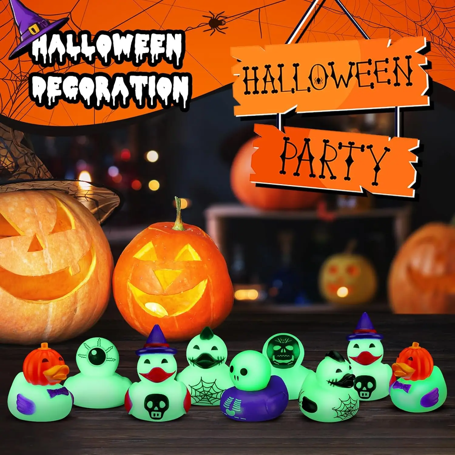 Halloween Duck Glow in The Dark Duck Halloween Party Mini Halloween Rubber Duck 6Style for Bath Time Decor Trick or TreatSupplie