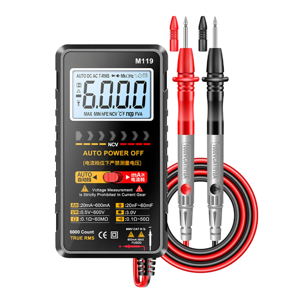 

M119 Digital Multimeter with 6000 Counts Flashlight and Comprehensive Measurement Functions for Electronics Testing