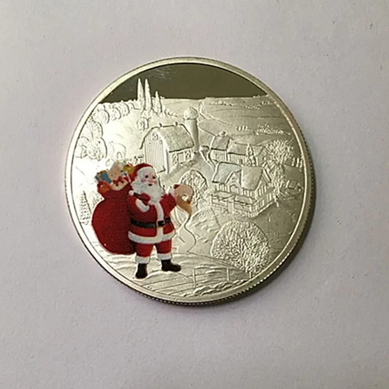 

Santa Claus Commemorative Coins, Silver Plated Badge, Home Decoration Coin, 40mm, 5 Pcs, New, 2018