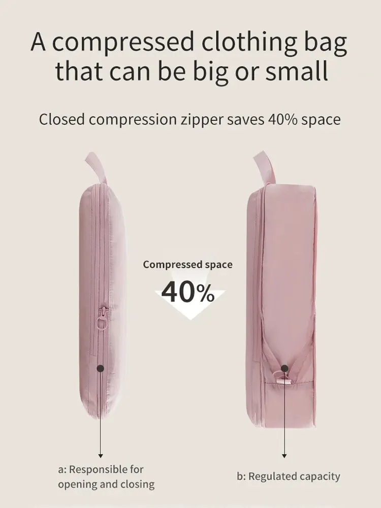 2pcs Travel Compression Packing Cubes Bag Portable Suitcase Clothes Organizers Waterproof Luggage Storage Cases Drawer Bags