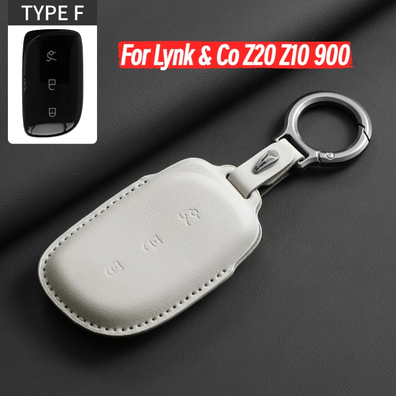 

Leather Car Key Case Cover For Lynk & Co Z20 Z10 900 Pro Ultra Max Original Car Color Remote Key Bag Case Protector Keychain