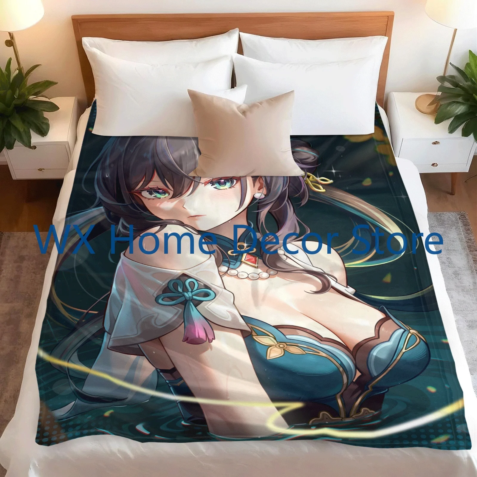 أنيمي هونكاي ستار السكك الحديدية روان مي البطانيات أريكة الزخرفية لفصل الشتاء غرفة نوم الديكور بوهو ديكور المنزل المفرش على السرير