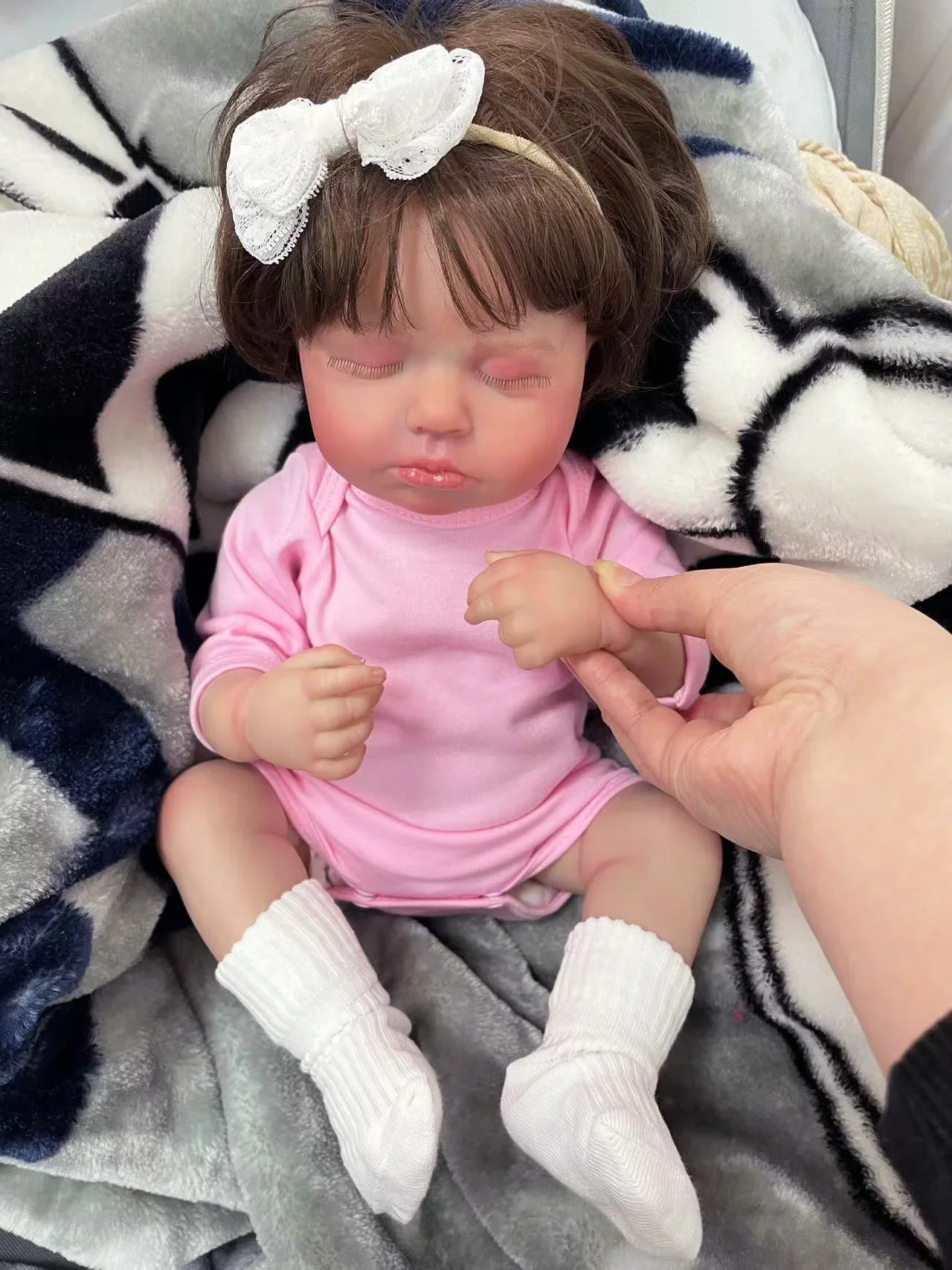 

48cm Loulou Full Vinyl Body Waterproof Or Soft Cloth Body Reborn Doll 3D Skin Painted Visible Veins Lifelike Newborn Toy Gift