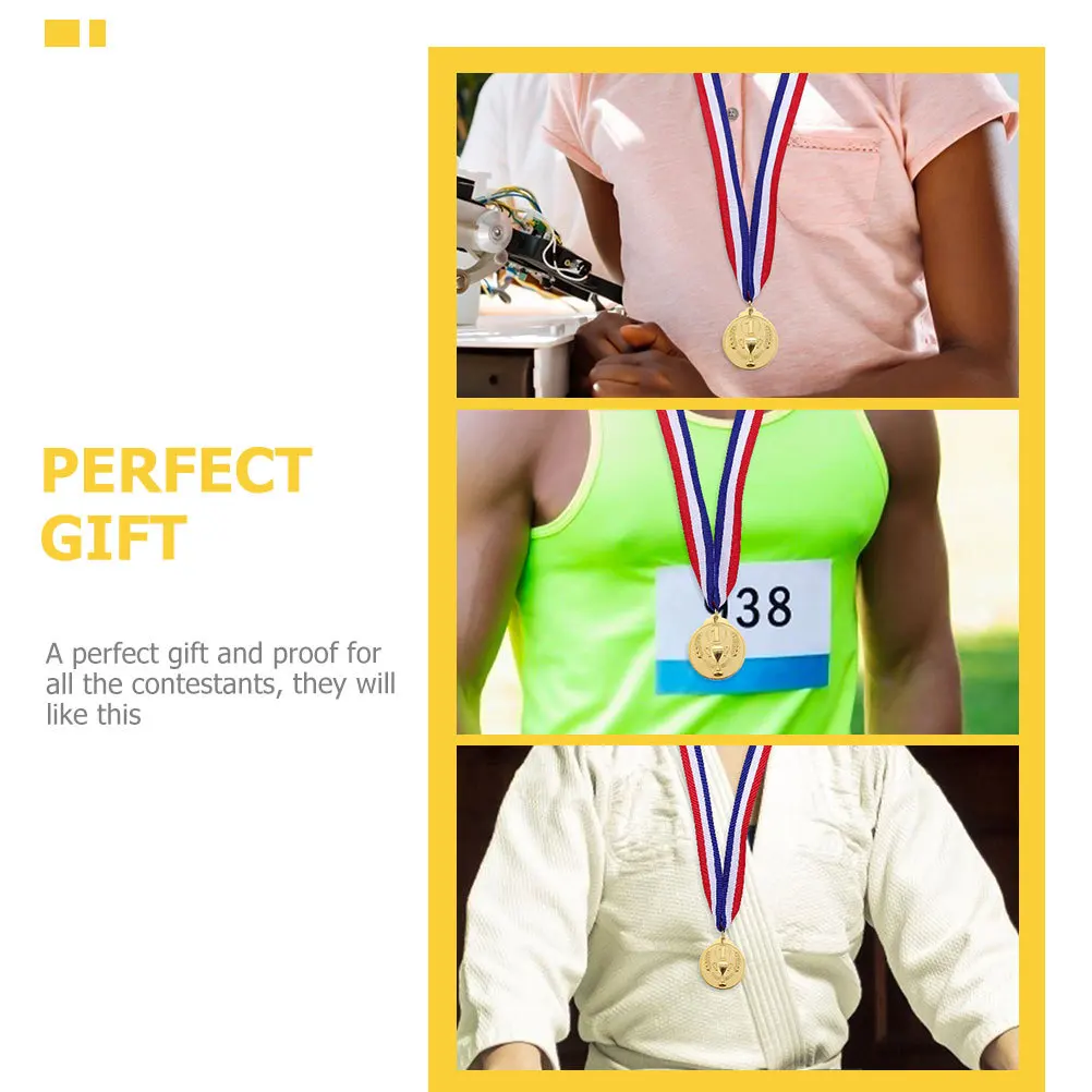 

10pcs Golden Medals Sports Meet Winner Keepsake Prizes Durable Award Medals For School Soccer Competitions High Quality