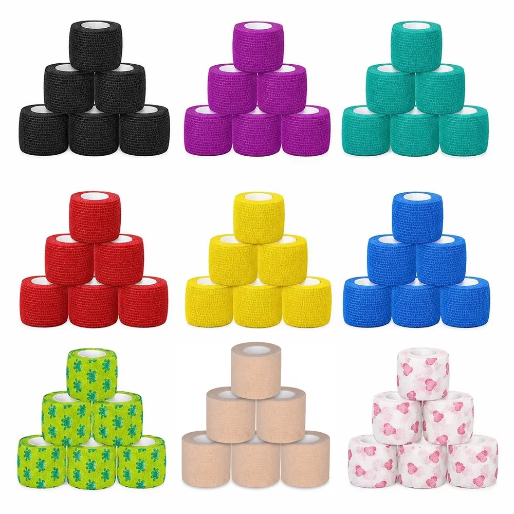 6pcs Tattoo Handle Bandage Anti-slip Athletic Nonwoven Waterproof Disposable Self-adhesive Elastic Bandage Grip Cover Wrap