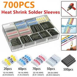 700pcs Waterproof Solder Seal Wire Connectors, Heat Shrink Butt Connector, Insulated Electrical Butt Splice Wire Terminals For M