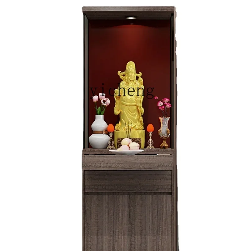 

Zf Home Worship Guanyin Buddha Statue Table Buddha Shrine New Chinese Style Stand Cabinet Solid Wood Guan Gong Incense Statue
