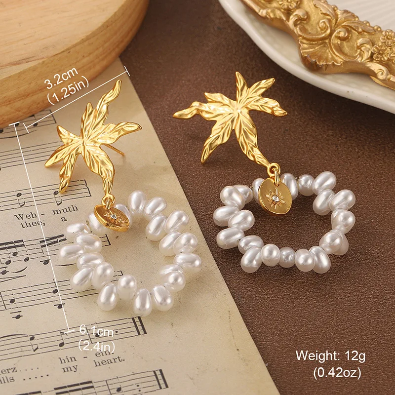 

Factory direct sales antique style camellia flower stud earrings light luxury pearl hanging fine jewelry