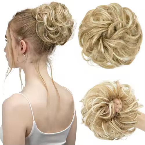 Synthetic Messy Hair Bun Extensions Big Curly Elastic Hair Scrunchies Hairpieces Chignon Donut Updo Hair Pieces for Women - Image 32