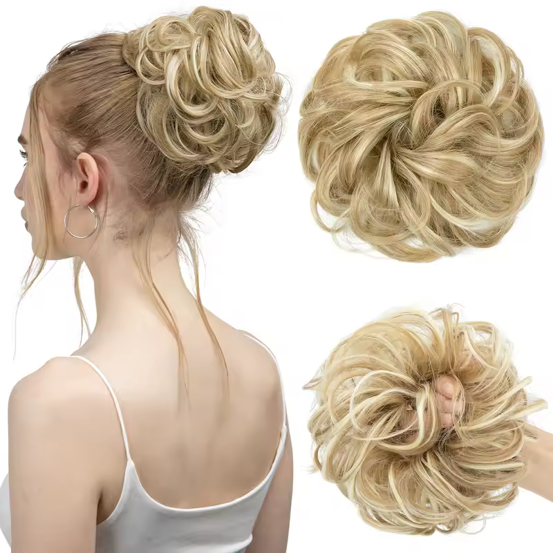 Synthetic Messy Hair Bun Extensions Big Curly Elastic Hair Scrunchies Hairpieces Chignon Donut Updo Hair Pieces for Women - Image 32