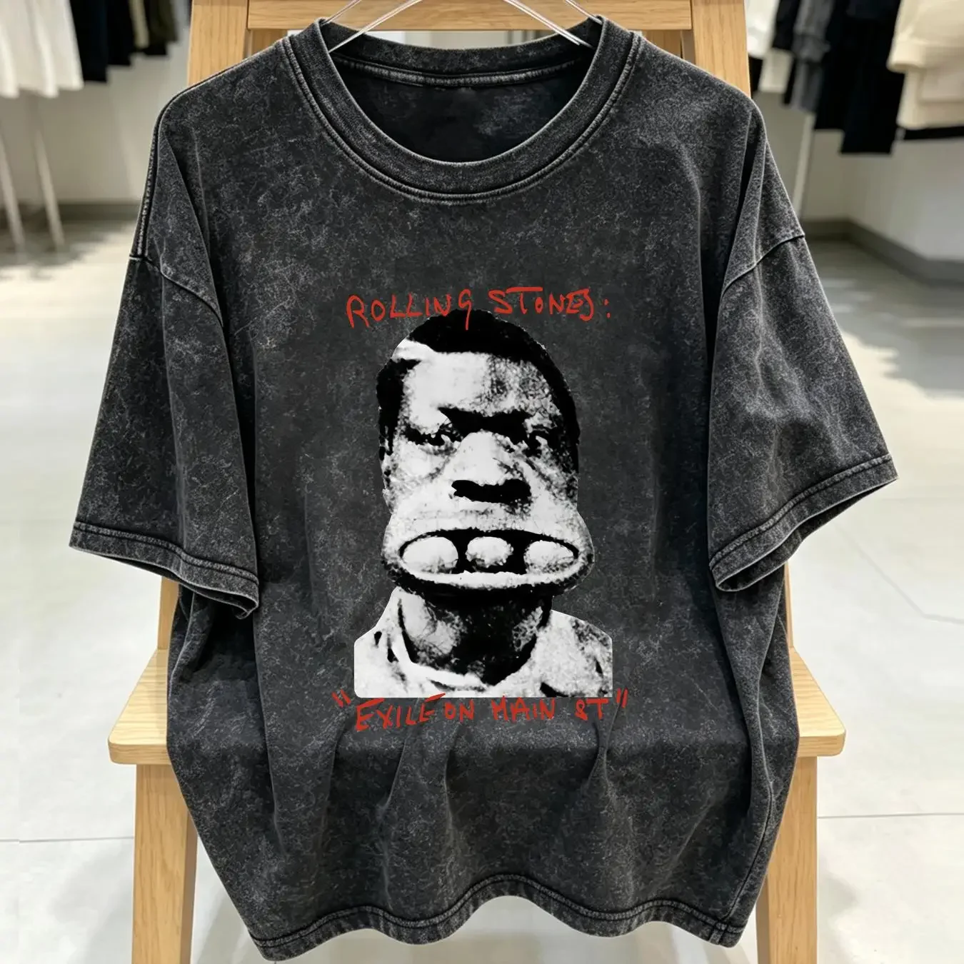 washed T Shirt New Black Vintage RoIling Stones 1972 Exile on Main Street long or short sleeves vintage Washed Comfortable