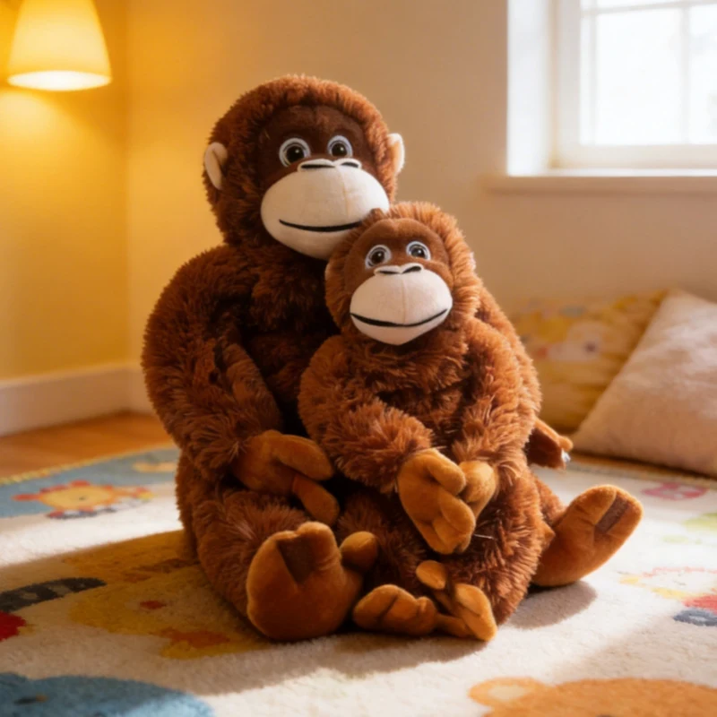 Simulation Punch Gorilla Plush Doll Mother And Baby Long-arm Monkey Animal Stuffed Toy Home Decoration Gift For Children