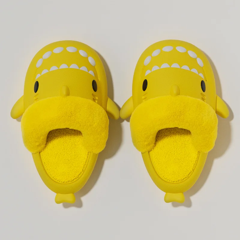 الأطفال المنزل بلون داخلي عدم الانزلاق نعال قماش الفتيان الشتاء القرش نعال من القطن الفتيات مقاوم للماء سميكة الصوف الدافئة #5