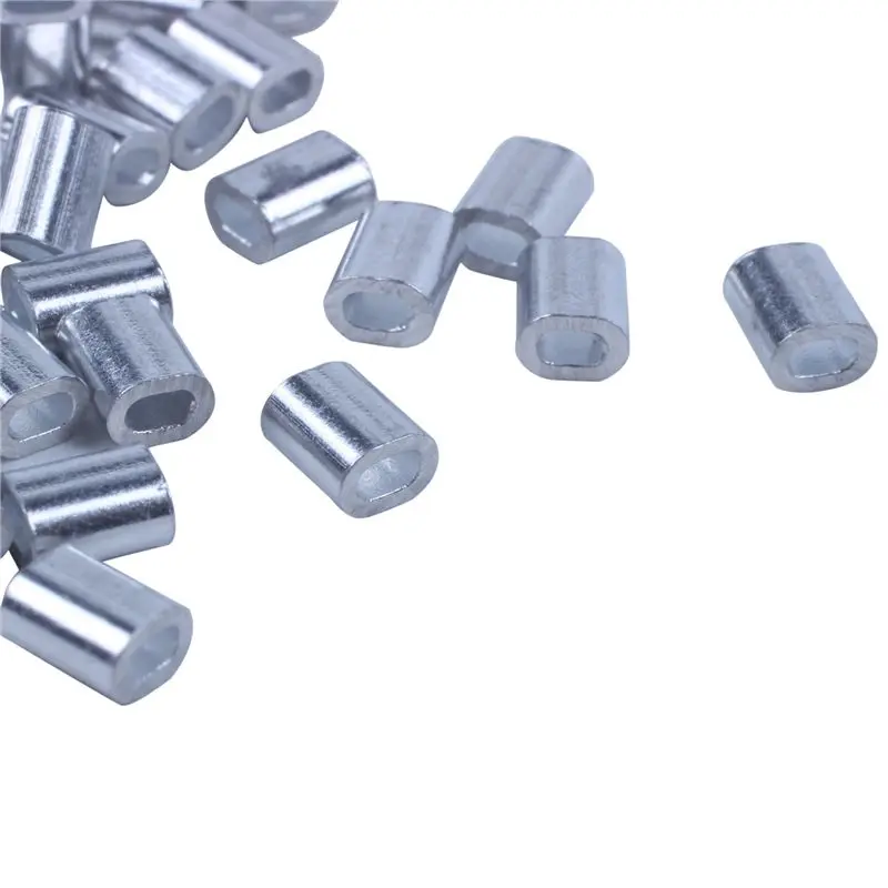 DT17 Aluminum Ferrules Sleeves for Steel Wire Rope 1mm 1000pcs Oval Sleeves Silver Tone for Cable Crimping