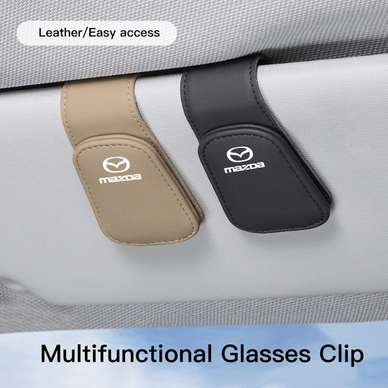 PU Leather Car Glasses Clip Credit Card Holder For Mazda 2 3 6 5 Atenza CX3 CX5 MX5 CX7 Axela CX30 CX90 CX60 CX50 MX30 CX9 RX8 view 3