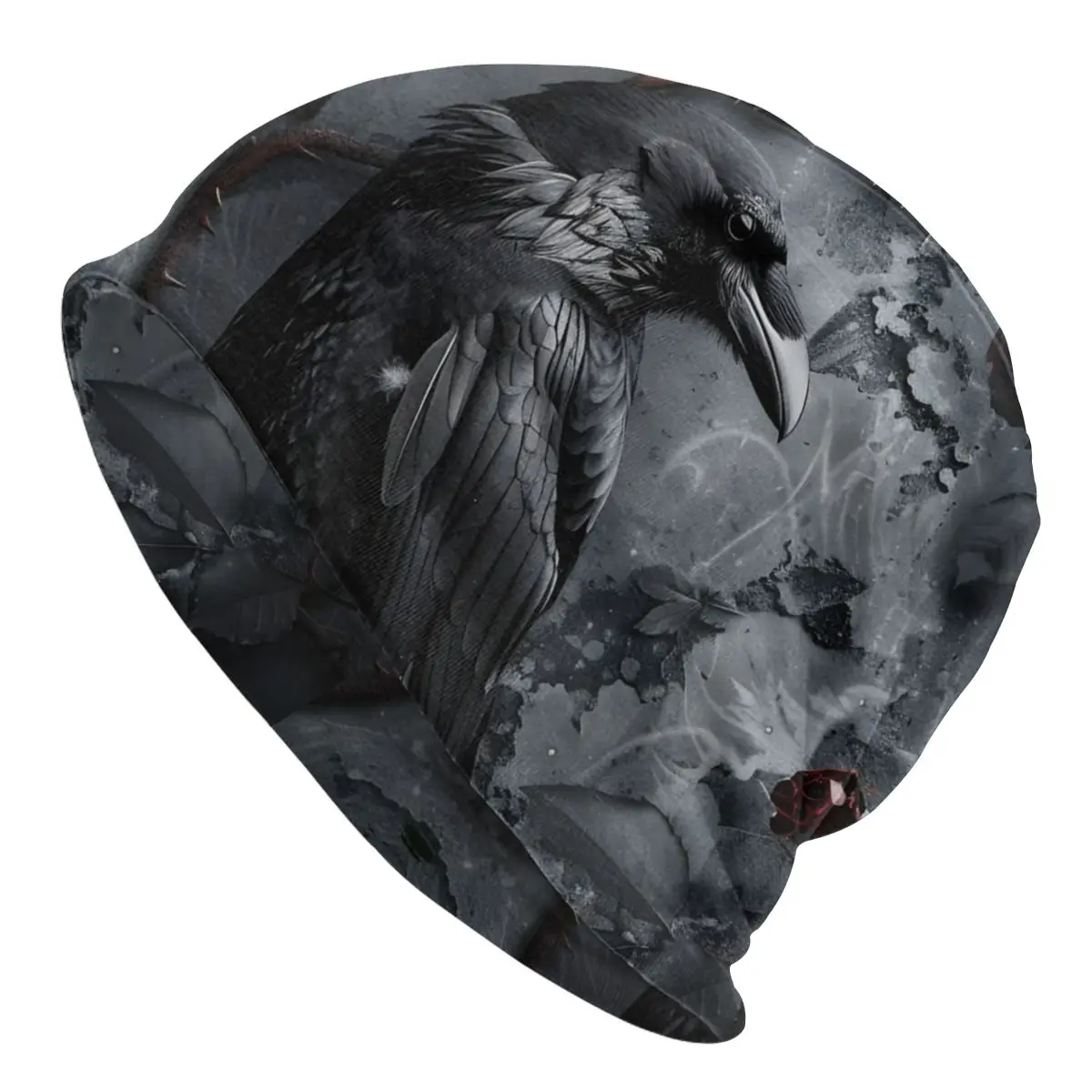 

Gothic Roses And Raven Thin Skullies Beanies Fashion Caps For Men Women Ski Caps Bonnet Hats