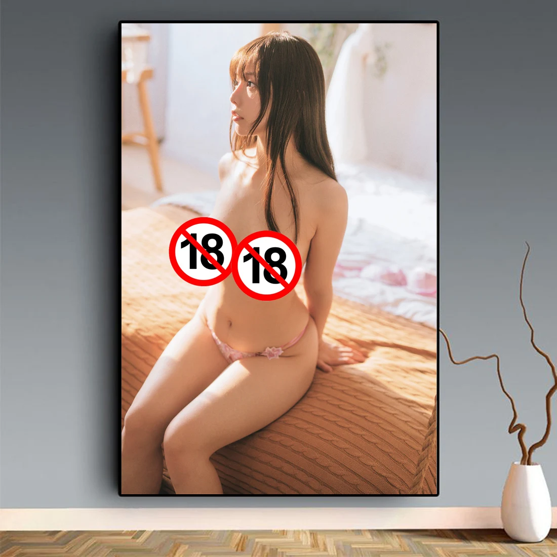 Teen Asian Students Uniform Lingerie Japanese Petite Girl Nude Art Wall Posters and Prints Canvas Painting Home Room Decor