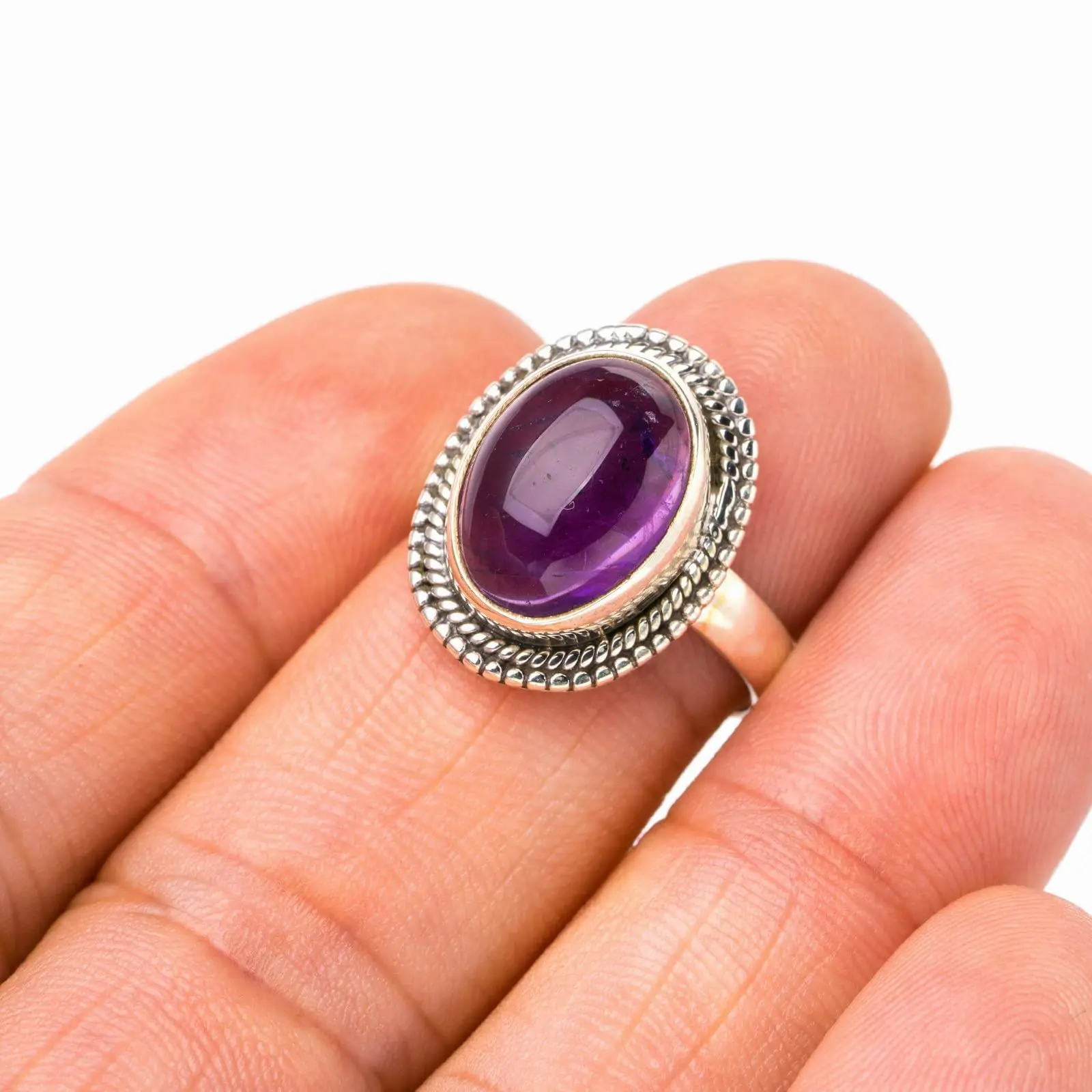 

StarGems® Natural Amethyst Handmade 925 Sterling Silver Ring 6.75 E7761