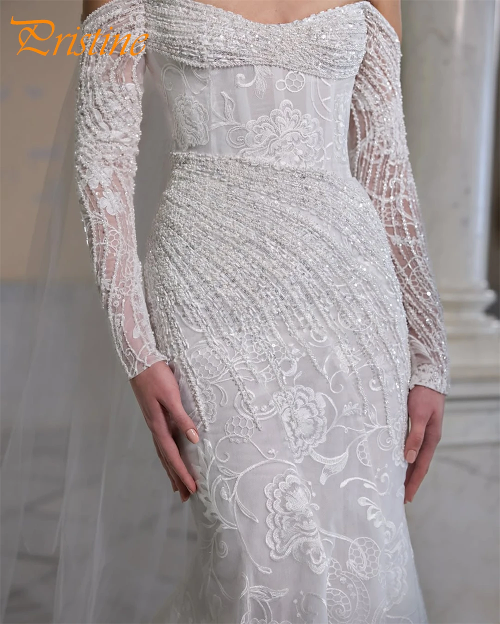 Customized Elegant White Organza Wedding Dress Soft Boat Neck Long Sleeves Bridal Gowns Sexy Mermaid Court Train Robe de mariée