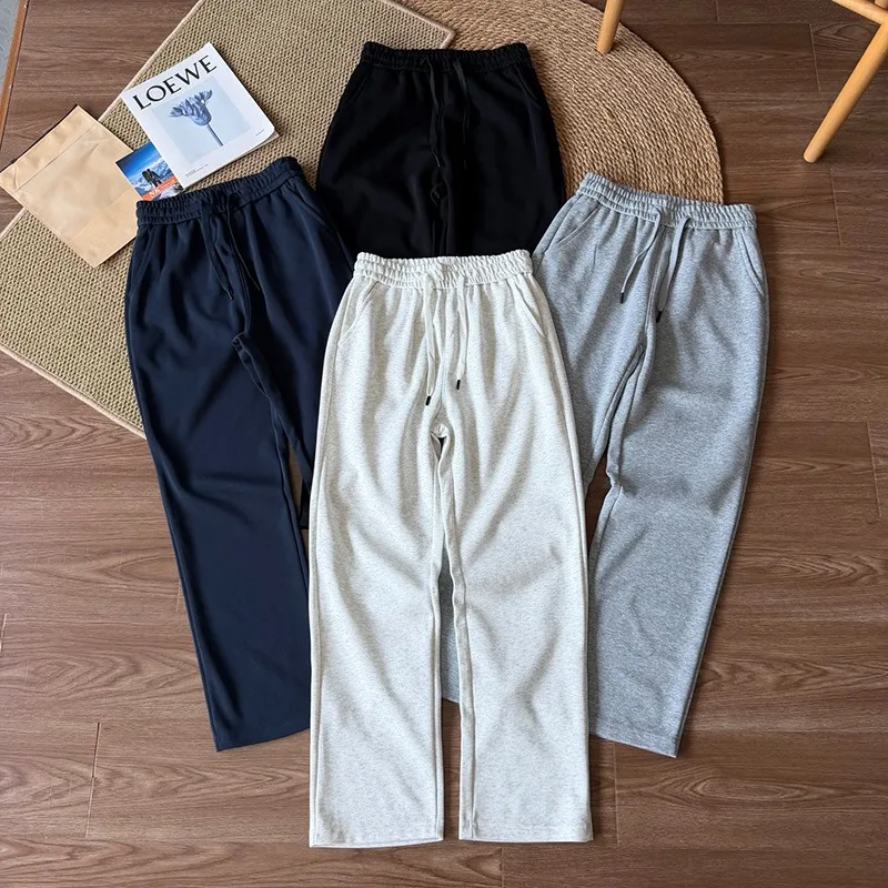 Unisex Outdoor Solid Color Sweatpants - Comfortable Straight Leg Drawstring Trousers for Hiking, Commuting & Daily Wear