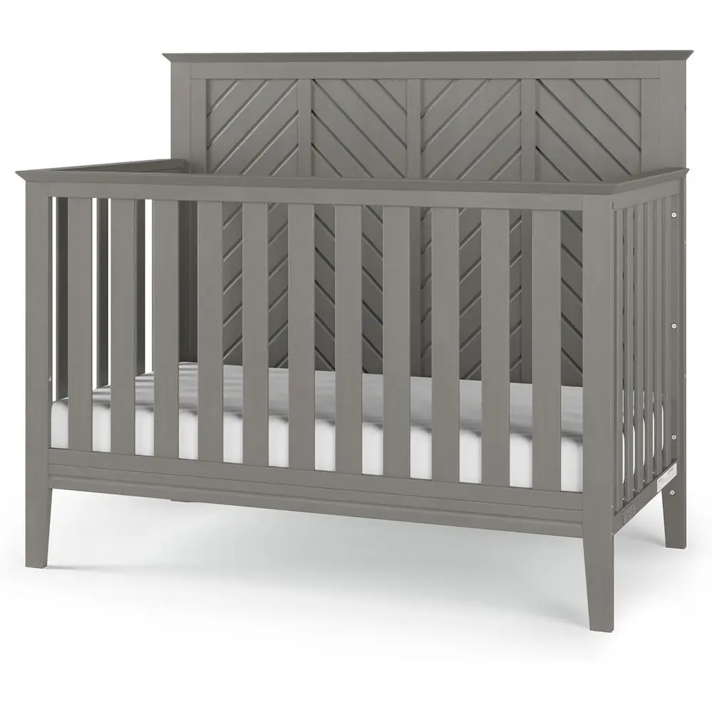 

4-in-1 Convertible Wooden Crib, Converts to Daybed, Toddler Bed, Full-Size Bed, 3 Mattress Heights, Non-Toxic Finish, Lunar Gray