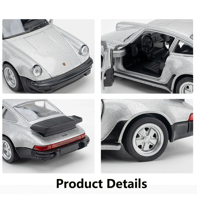 MAKEDA 1/36 Scale Porsche 911 Turbo Toy Car Model Alloy Diecast Retro Racing with Pull Back Scale Model for Boy Gift Collection