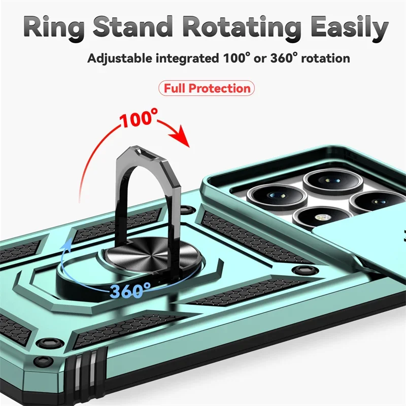For Xiaomi 14T 13T Pro Case Ring Stand Car Magnetic Holder Phone Cover for Redmi 14C Case Shockproof Lens Protection Funda image 6