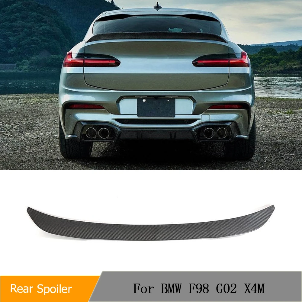 Real Carbon Fiber Car Rear Trunk Spoiler Wings For BMW X4 X4M G02 F98 M40i 2023 2024 Racing Tail Boot Lid Wing Lip Spoiler