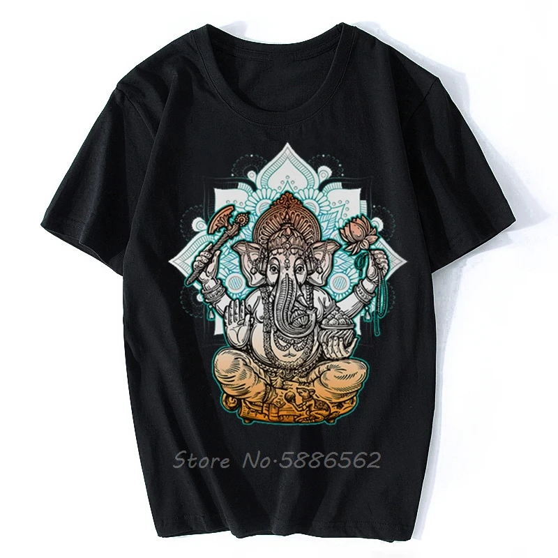 Hindu God Ganesha T Shirt Men New White Casual Homme Cool  t-shirt Unisex Tees Harajuku Men's Clothing