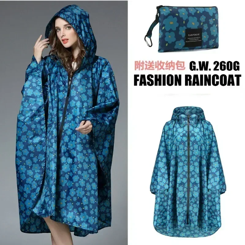 Women\'s Stylish Waterproof Rain Poncho Coloful Print Raincoat with Hood and Zipper Ladies Waterproof Cloak Rain Poncho