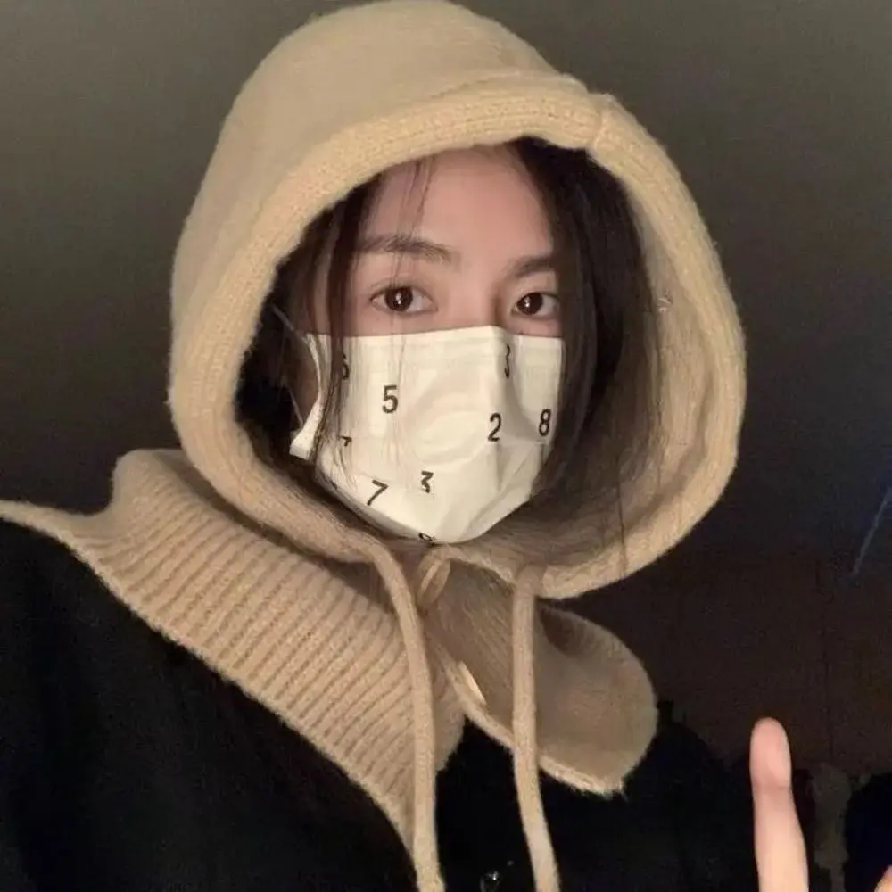 لطيف السترة قبعة بالاكلافا قبعة قبعة سميكة محبوك قبعة بسيطة حماية الأذن قبعة دافئة