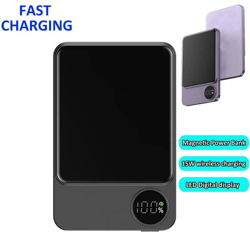 

Ranwomen 10000mAh Magnetic Wireless Power Bank 10000mAh Portable PD 22.5W Fast Charging External Battery for iPhone 15 Powerbank