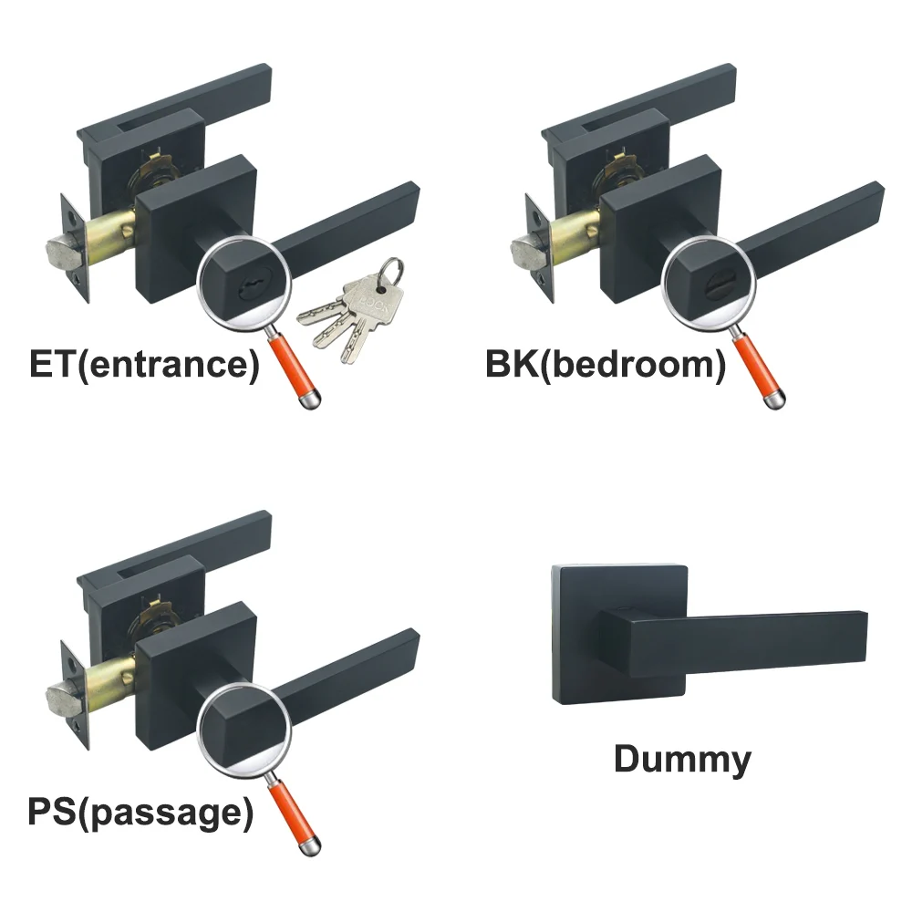 Popular Aluminum Passage Privacy Black Door Handle with Latch