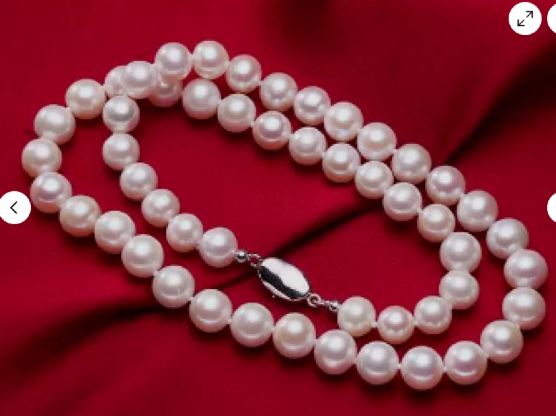 

Beautiful 18-inch AAA 8-9mm natural akoya white round pearl necklace 925 silver