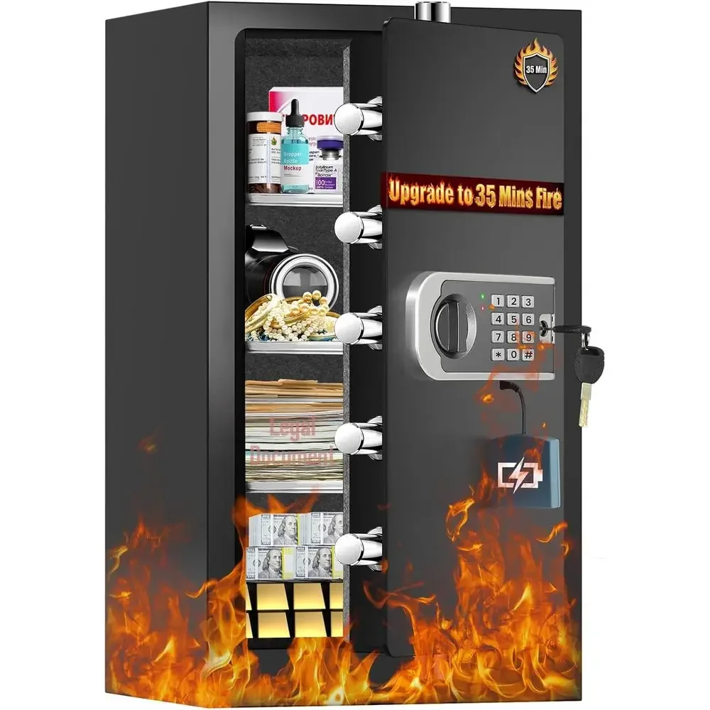 Enhanced 35-Minute Fire-Safe Home or Office, 7.5 Cubic Feet Waterproof Safe, Robust Security Box with Digital Keypad, Smart Noti