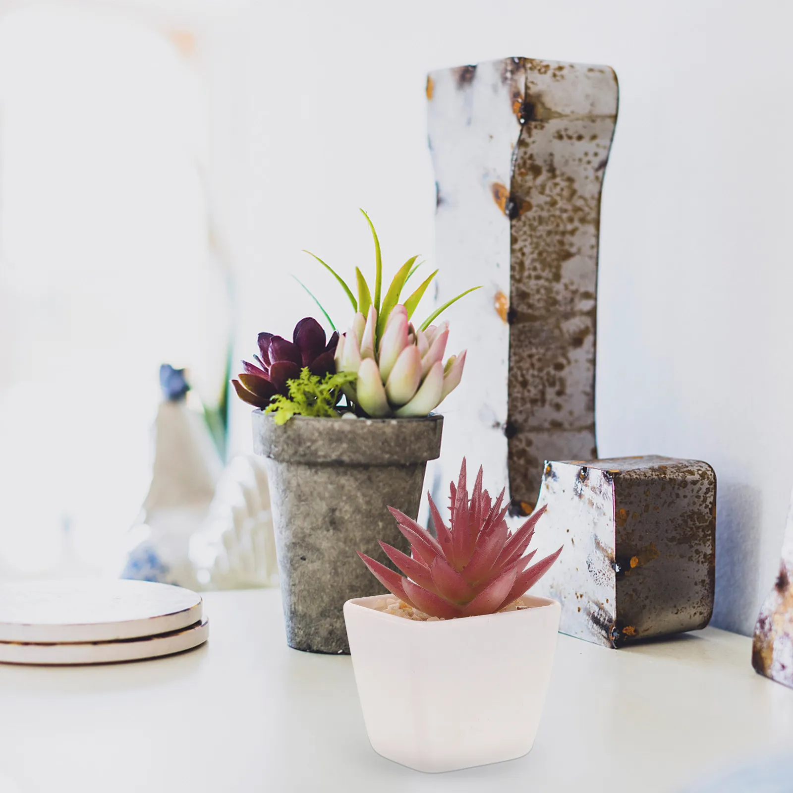 

10 шт. Искусственные суккуленты, зеленые растения, миниатюрные портативные декоративные мини-растения в горшках для офиса, дома, рабочего стола, ландшафтного дизайна