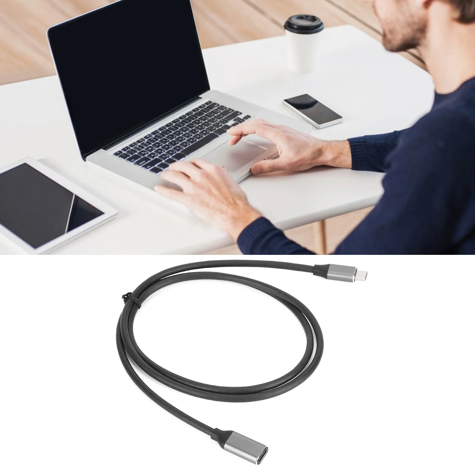 HD 4K USB 3.1 PD USB C Extension Cable Male to Female Type C Extender Cord 3A 60W Efficient Data Transmission