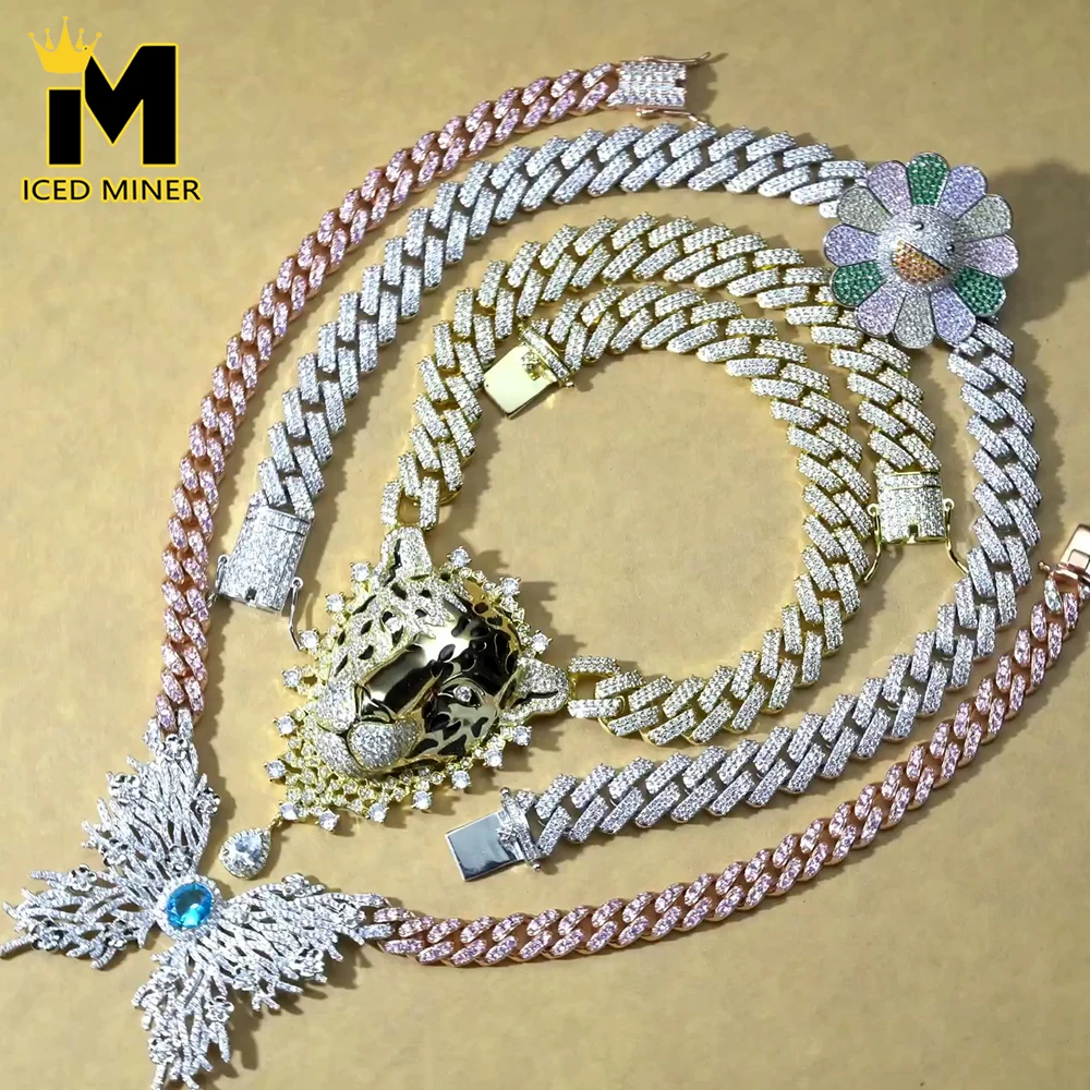 Butterfly Cuban Chain Necklaces For Men Zircon Iced Out Necklace Miami Chain Choker Women Hip Hop Jewelry Free Shipping