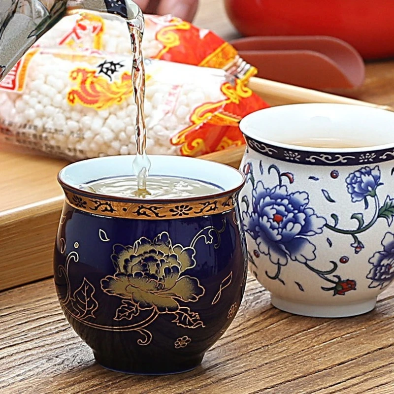 Ceramic Porcelain Tea Coffee Yerba Mate Cup Teaware Drinkware Kung Fu Tea Cup Set Double-layer Insulation Water Cup