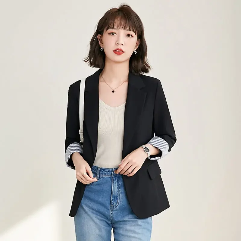 Pop versão coreana de terno casual jaqueta feminina primavera e outono moda simples temperamento terno superior terno de escritório feminino topo n