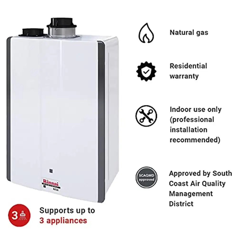 High Performance Tankless Gas Water Heater 6.5 GPM Energy Efficient Indoor Installation