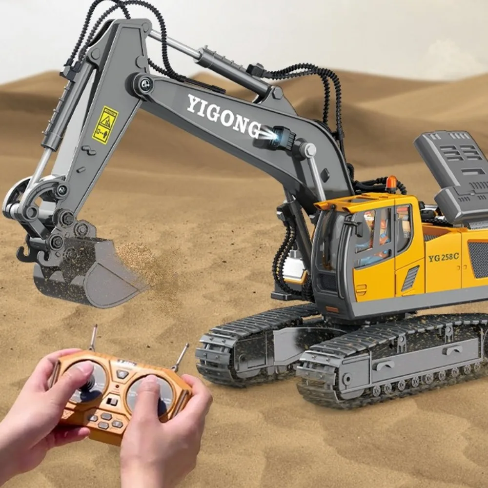 

2.4G Remote Control Excavator Dump Truck Alloy Plastic Simulation RC Car Model Toy 11 Channel Construction Vehicle Kid Gift