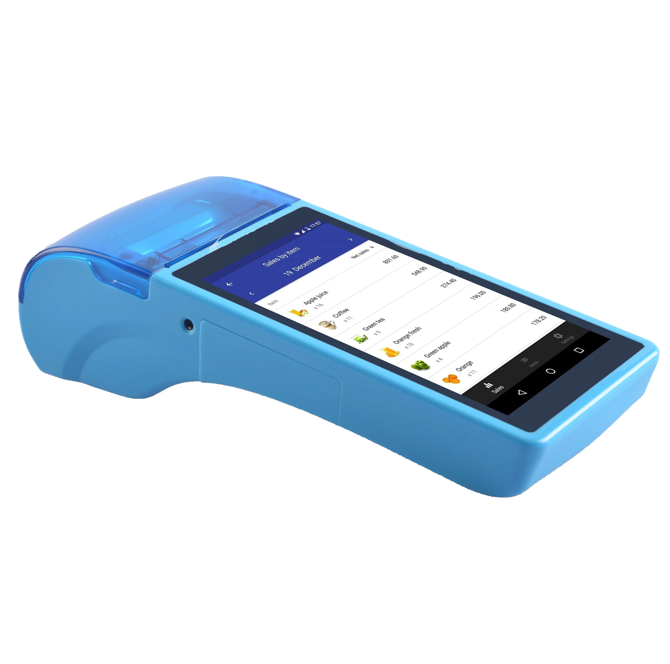 Mini-Pos-Terminal mit 1GB RAM 8GB ROM, MT6580 Quad-Core 1,3 GHz, QR-Code-Scanner, WLAN, NFC 58mm Thermo drucker