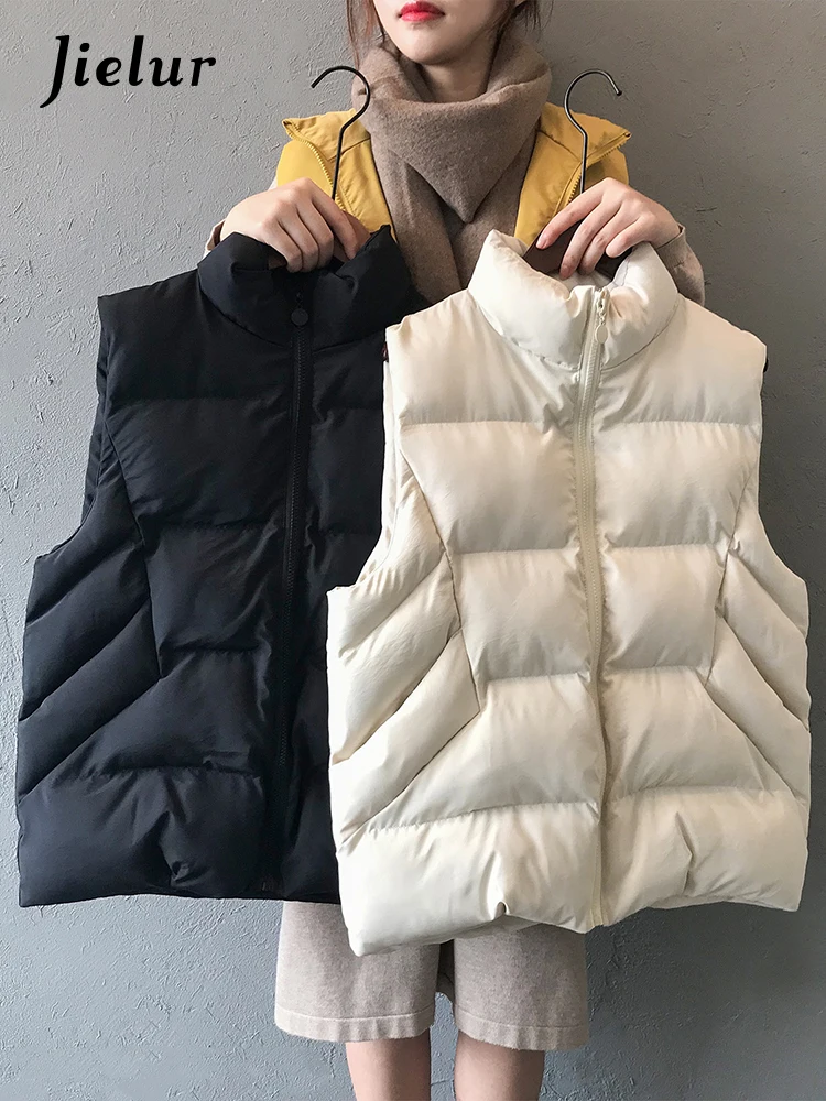 

Женский осенне-зимний жилет, Модный хлопковый жилет с воротником-стойкой, бежевая, желтая, черная жилетка, женская маленькая куртка на молнии