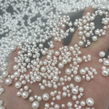 디럭스 대형 진주 구슬 직물 고급 웨딩 디자인 직물