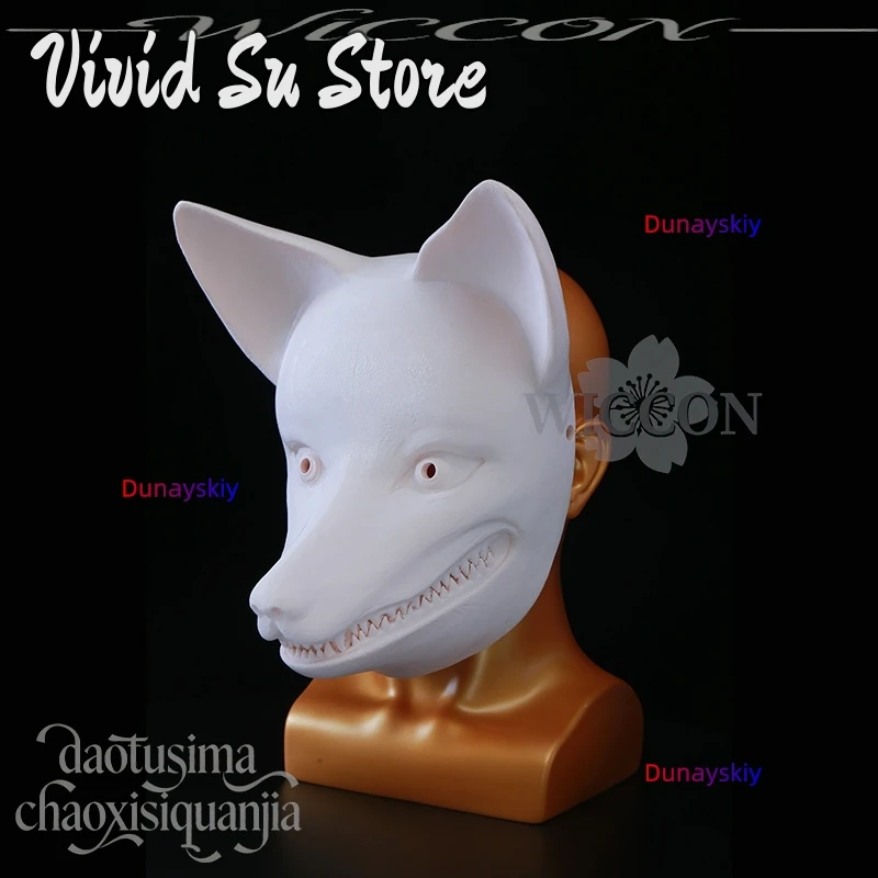 Kotoyuki الثعلب الأسرة اليابانية الساحرة مخيف سبليت الفم الثعلب ثلاثية الأبعاد حمض البوليلاكتيك قناع الدعائم هالوين كوس أنيمي لعبة الرعب F تأثيري