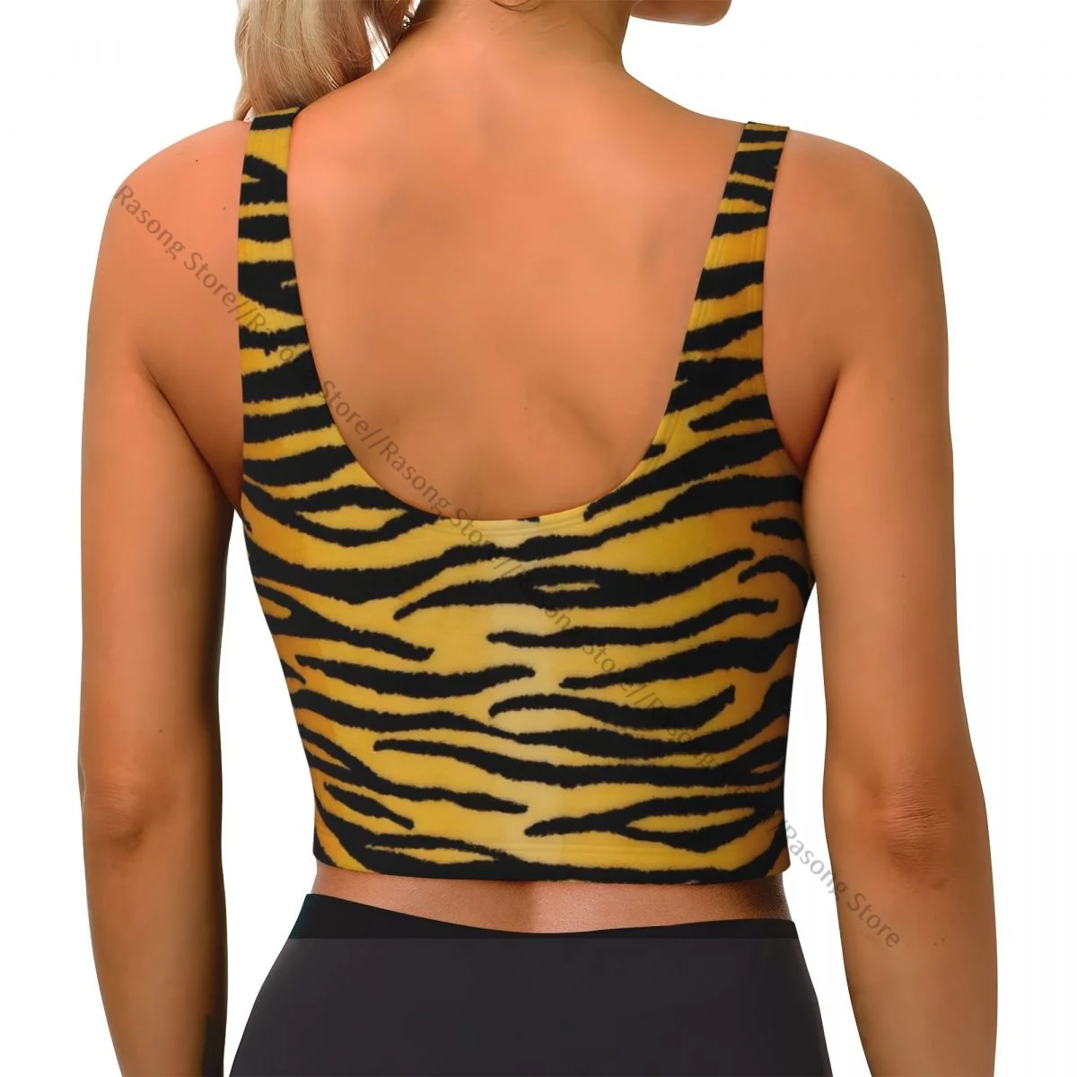 Women Sexy Sports Vest Tiger Skin Print Female Streetwear Sport Lingerie Tee Crop Top