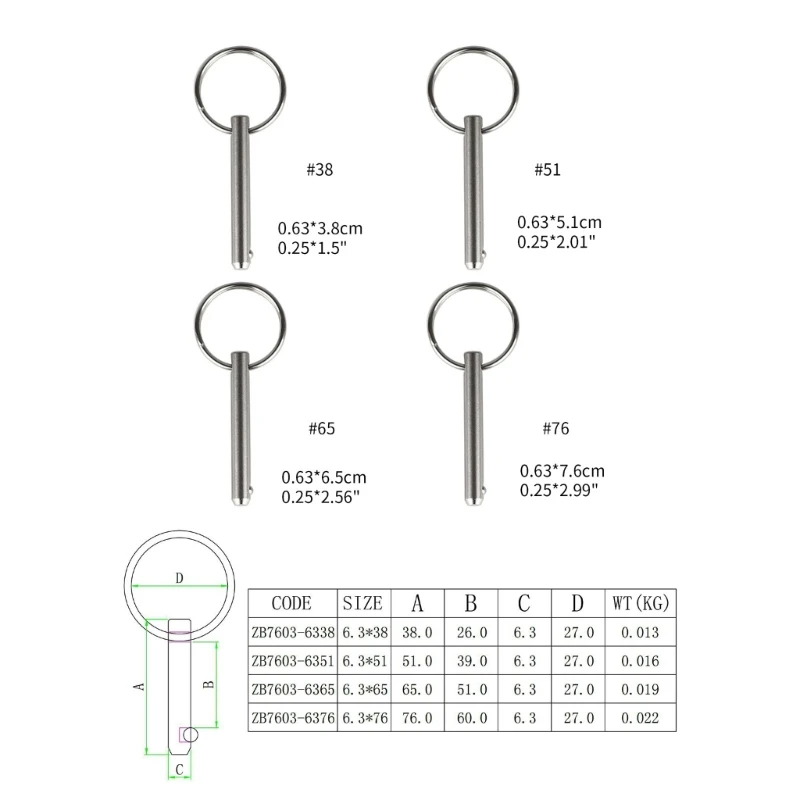 Loquet à bille en acier inoxydable 316, résistant à Corrosion, goupille à bille à dégagement rapide pour camping-car, bateau,